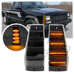 2PCS LED Front Bumper Side Marker Light for Jeep Cherokee XJ 1984-1996 Wagoneer 1984-1990 Comanche turn signal light