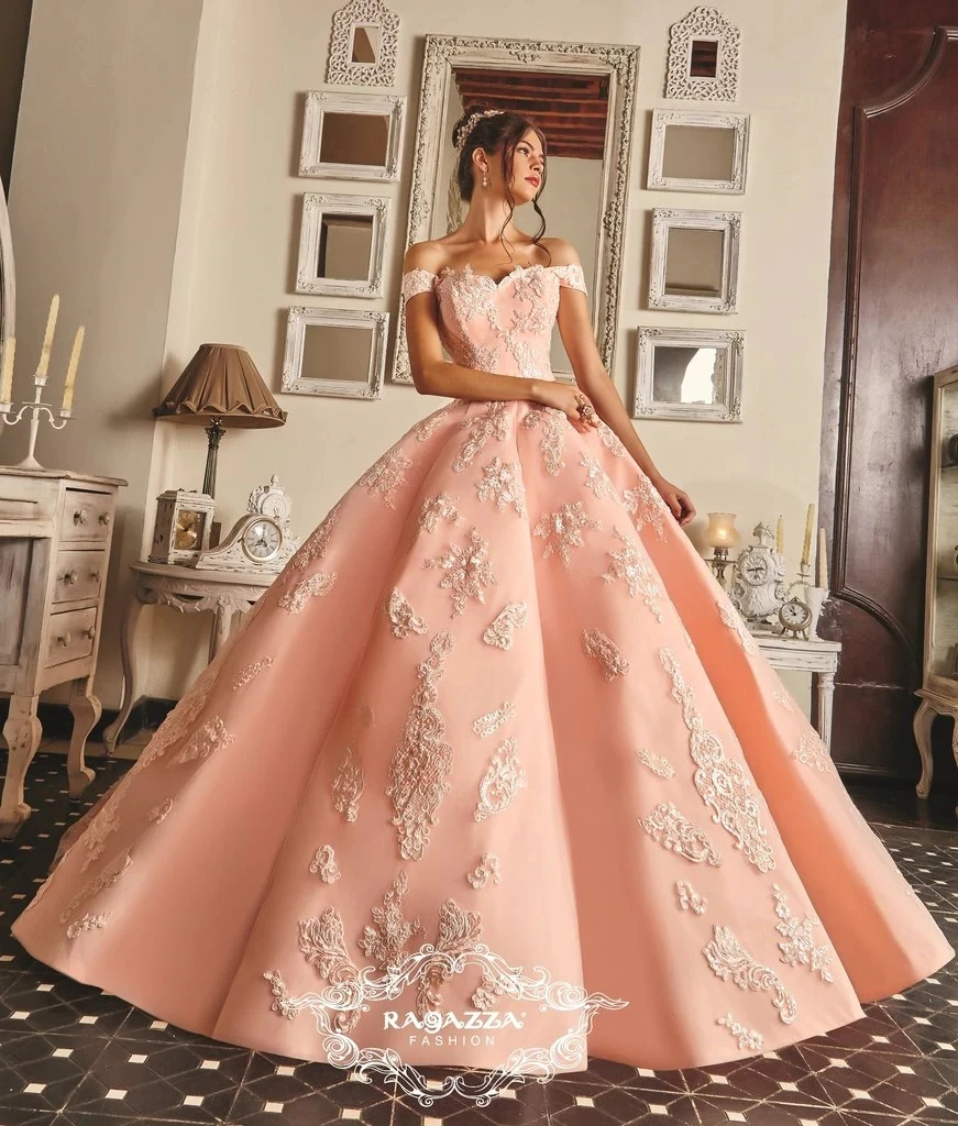 Rosa charro quinceanera vestidos de baile fora do ombro apliques mexicano doce 16 vestidos 15 anos