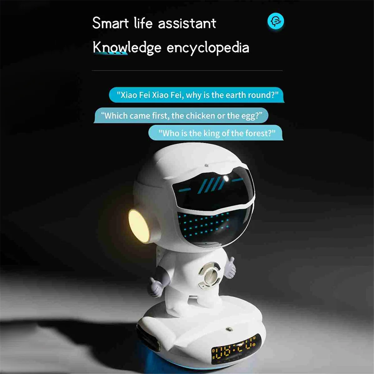 ABJZ M80 AI روبوت الذكية AI المتكلم ساعة تنبيه راديو FM سماعة لاسلكية تعمل بالبلوتوث المتكلم RGB ضوء لصبي فتاة طالب هدية