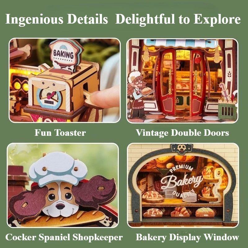 New Original Robotime Bread Factory DIY Creative Puzzle Model Desktop Decor Ornament Collectible Holiday Gift
