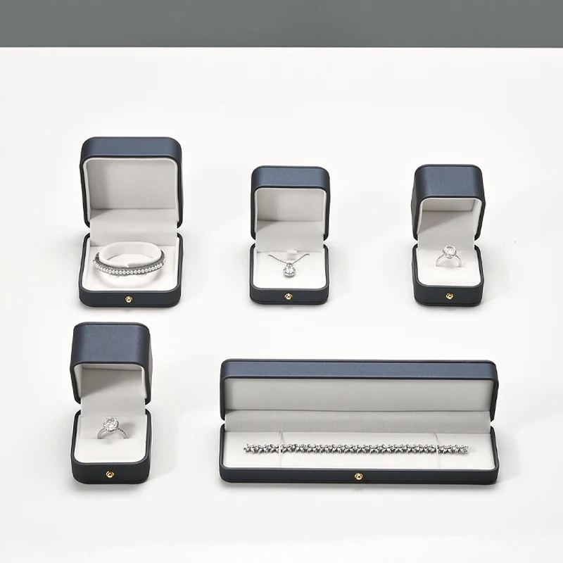 WoodTen خاتم صندوق مجوهرات بولي Leather الجلود مجوهرات المنظم حلقة القرط صندوق قلادة قلادة صندوق اقتراح المشاركة صندوق هدايا الزفاف #2