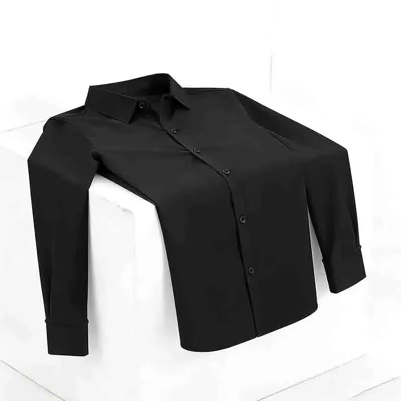 Men's Wedding White Long Sleeve Dress Shirt Slim Fit Formal Button Down Shirt for Groom & Groomsmen