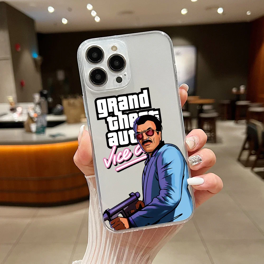 Gta vice city Phone Case For iphone 15 14 13 12 11 XS Pro Max Mini X XR 6 6S 7 8 Plus SE 2020 Soft Silicone Transparent Capa