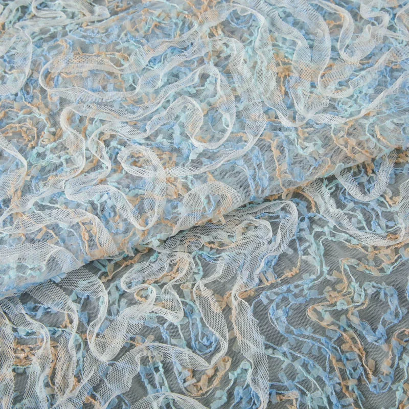 

Star 3D Lace Tassel Floral Embroidered Mesh Fabric DIY Sewing Material for Dresses and Wedding Dress Designer Fabric