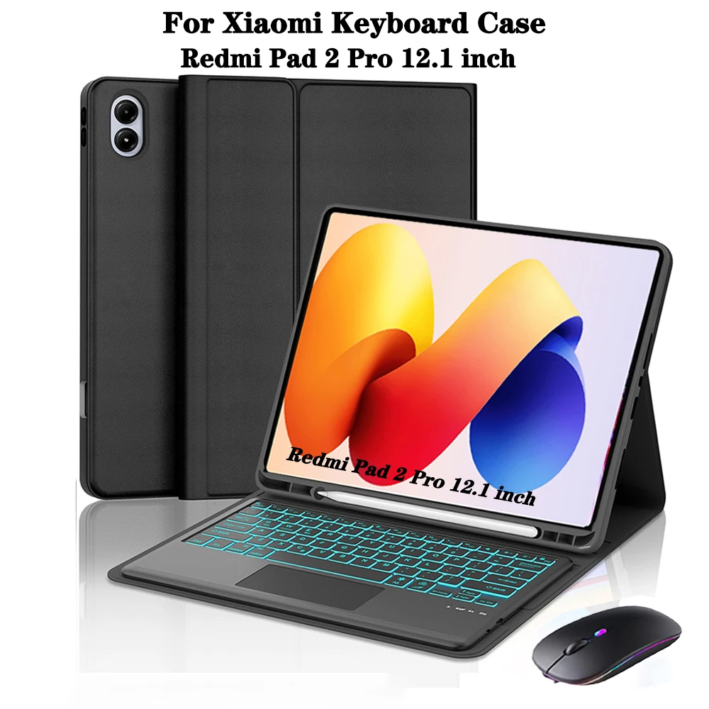 Keyboard Case for Xiaomi Redmi Pad 2 Pro 12.1 lnch,For Redmi Pad 2 Pro 12.1 lnch Tablet Case with Detachable Bluetooth Keyboard