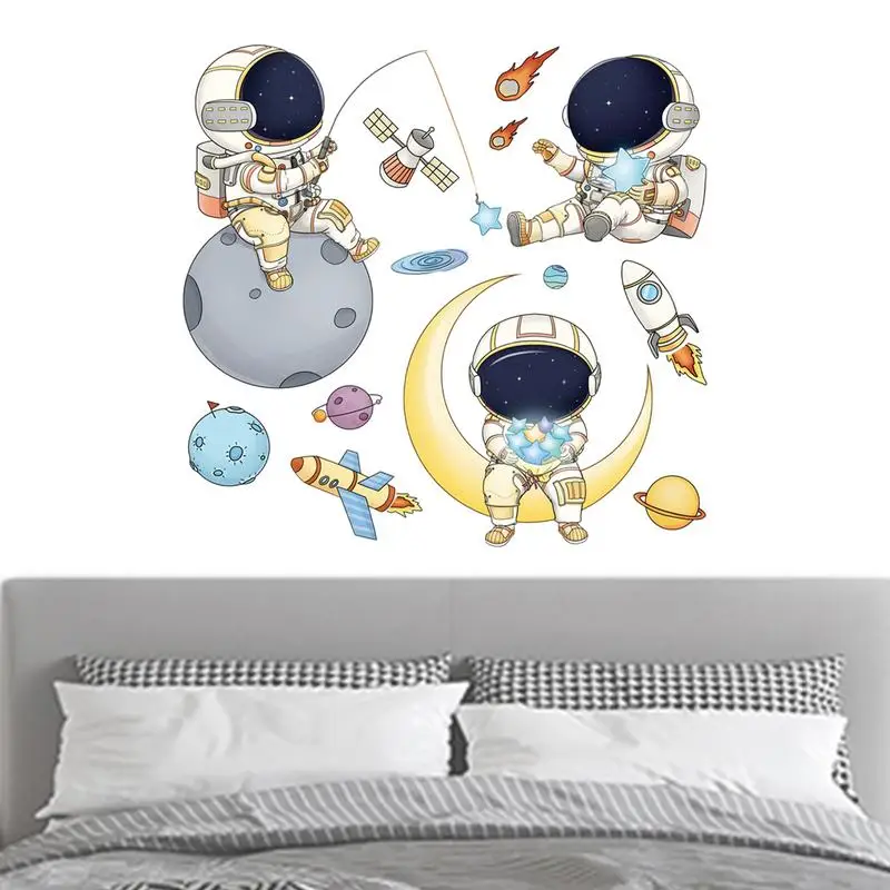 Astronaut Room Decor For Boys Space Astronaut Wall Stickers Outer Space Planet Wall Decals For Classroom Preschool Living Room