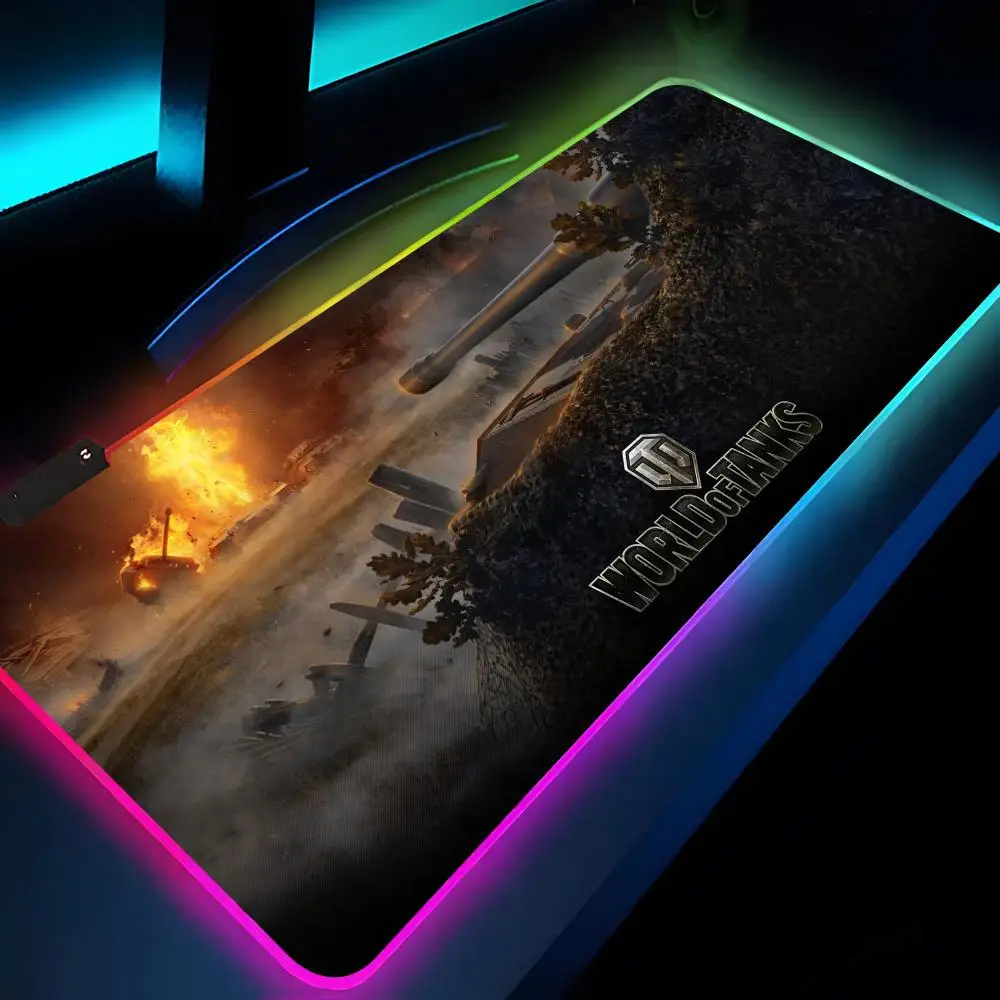 Game World of Tanks Mouse Pad Rgb Xxl Laptop Mat Gaming Mousepad Backlit Keyboard Gamer Girl Table Pads Desk