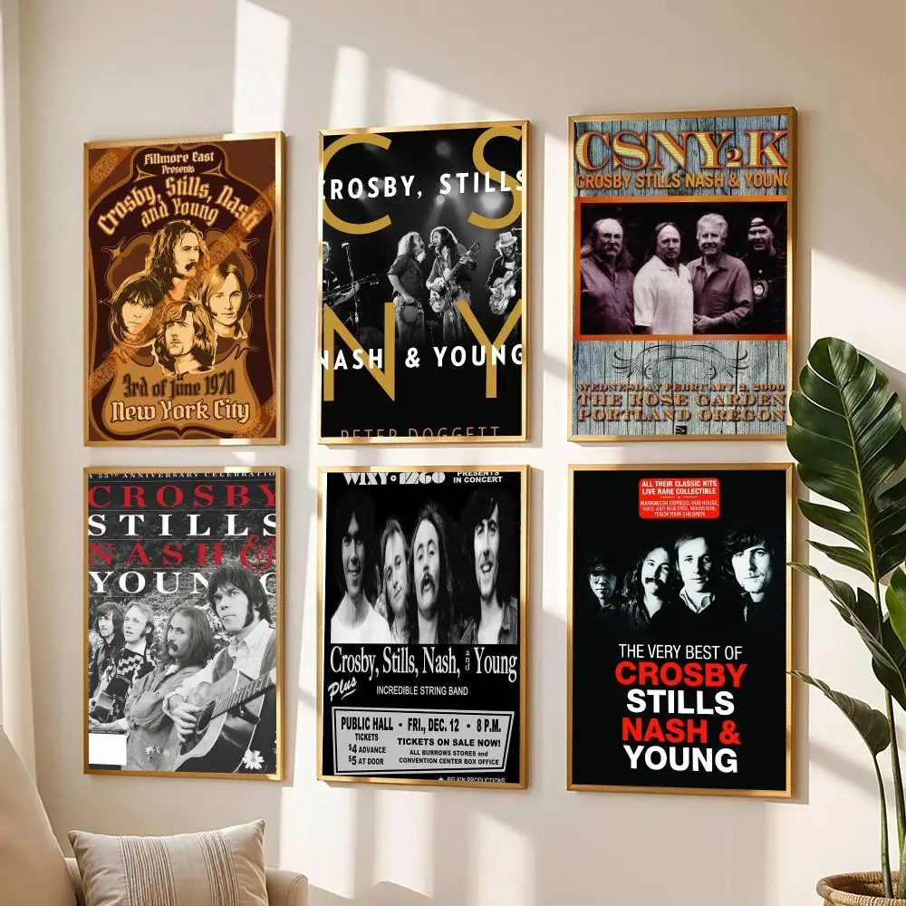 band C-Crosby Stills Nash and Young-G Painting Calligraphy Boho Botanical Decor for Living Room  Elegant Home Style