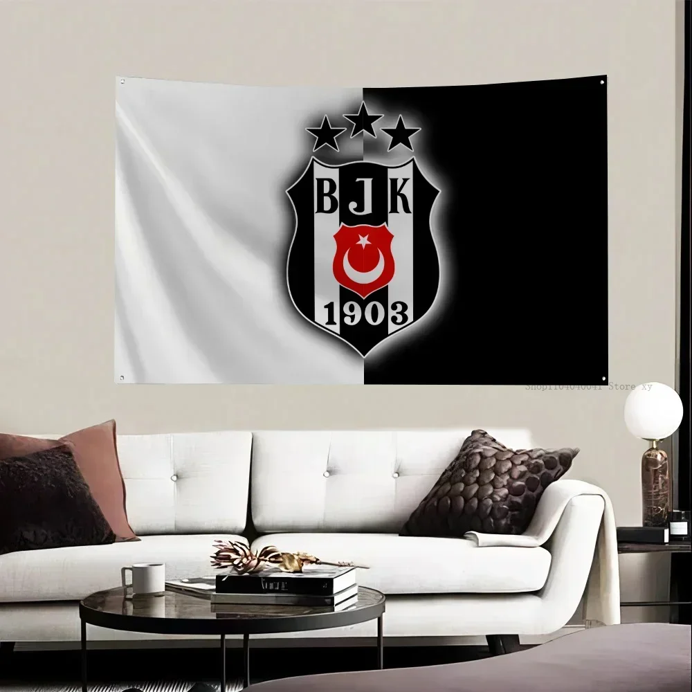 Banderas y pancartas de bandera de Turquía Besiktas J.K. Beshiktash, decoración estética para exteriores de poliéster con cuatro agujeros, 1 ud.