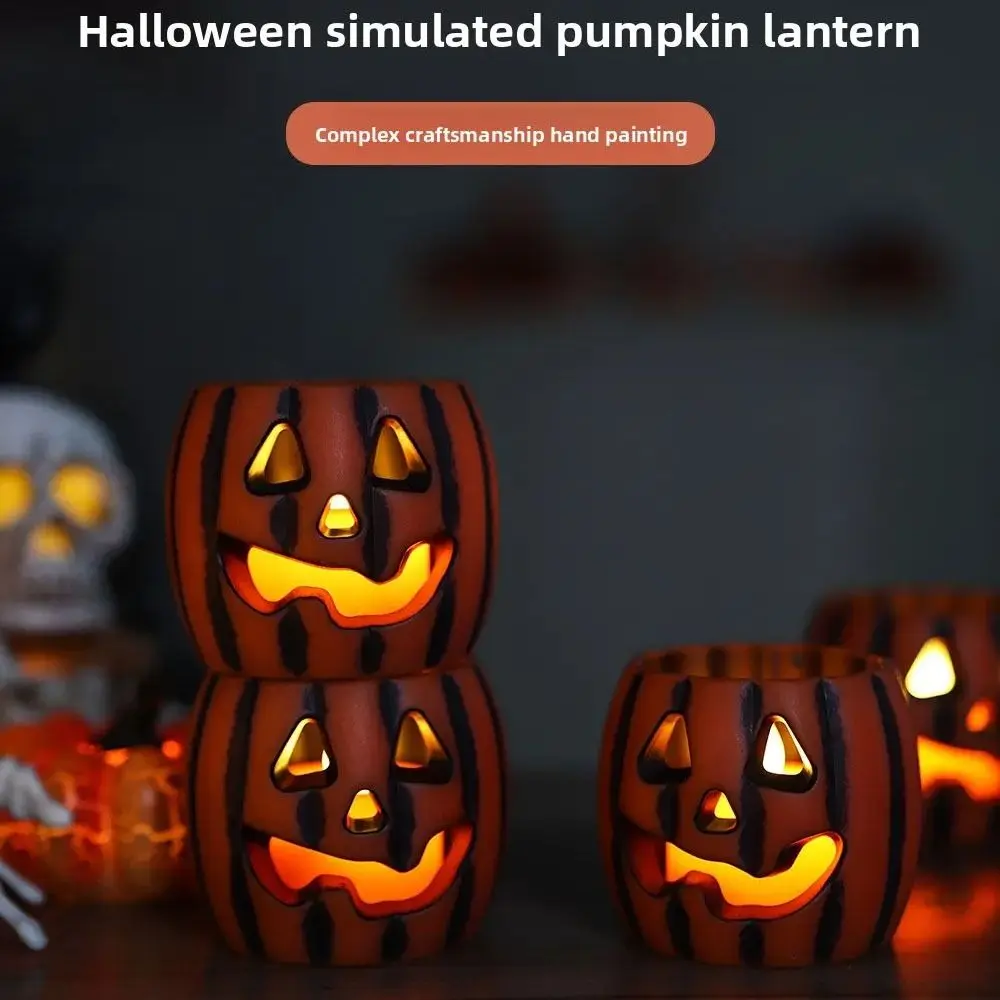 

Warm Light Pumpkin Lantern Pumpkin Head LED Light LED Electronic Candlelight Small Size Electronic Candle Halloween Decoration