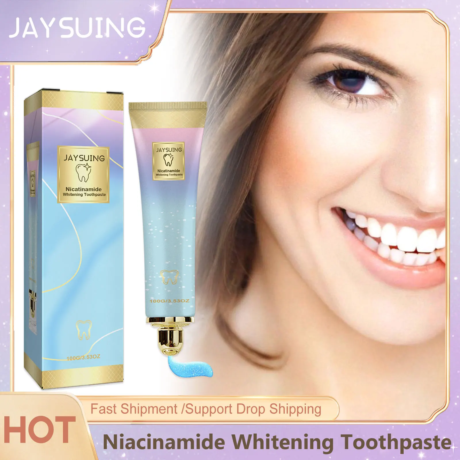 

Niacinamide Whitening Toothpaste Stain Removal Sensitive Teeth Strengthening Dazzling White Fresh Breath Mint Flavor Oral Care