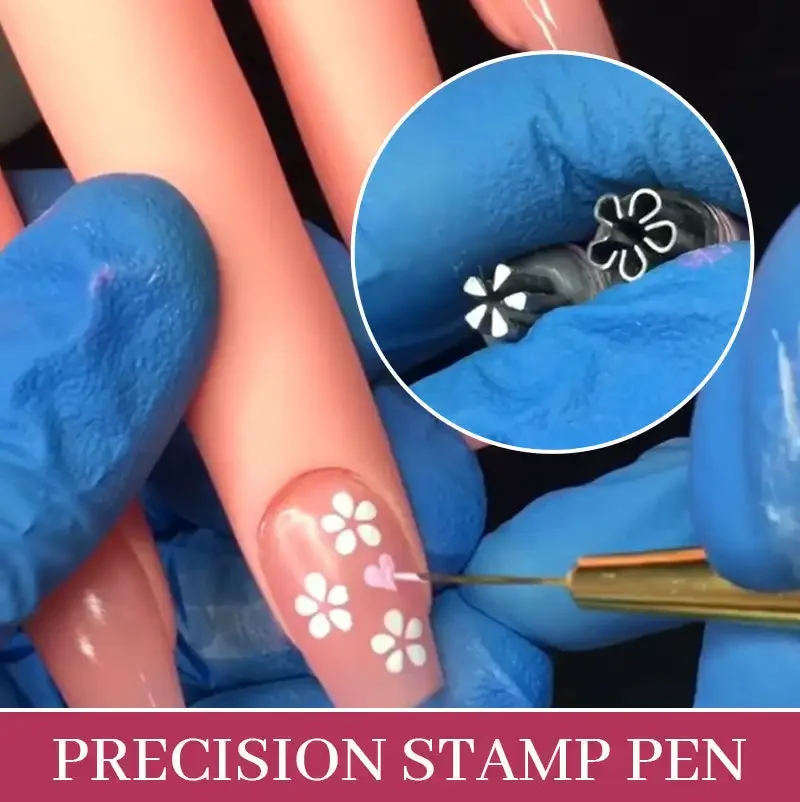 Nuova penna per timbri per Nail Art portatile ad asciugatura rapida Set di timbri per Nail Art timbro per incisione per unghie modello di cartone