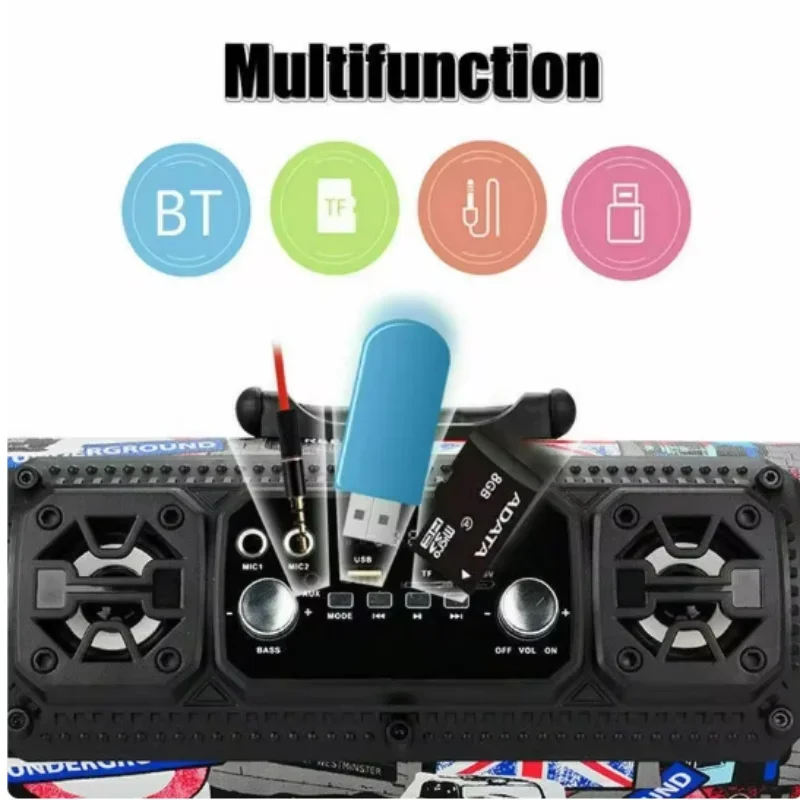 Bluetooth Speaker Subwoofer Portable Powerful Soundbar with FM Radio 50W Wireless Support Mic KTV Boombox Caixa De Som Soundbar image 5
