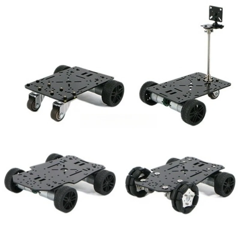 

R1 Series Intelligent Car Chassis, Three Wheel Four Drive 310 Encoder Reduction Motor, Ultra Quiet Soft Rubber Universal Wheels