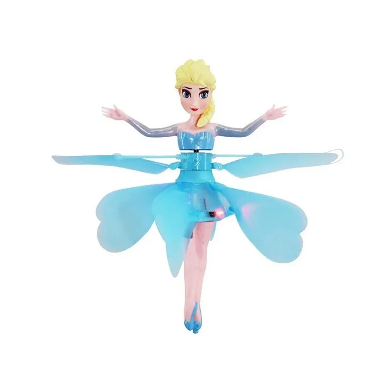 Disney Frozen Induction Flying Toy Cartoon Elsa Pretty Anime Figure Princess Dolls Model Outdoor Safety Toys Girls Birthday Gift