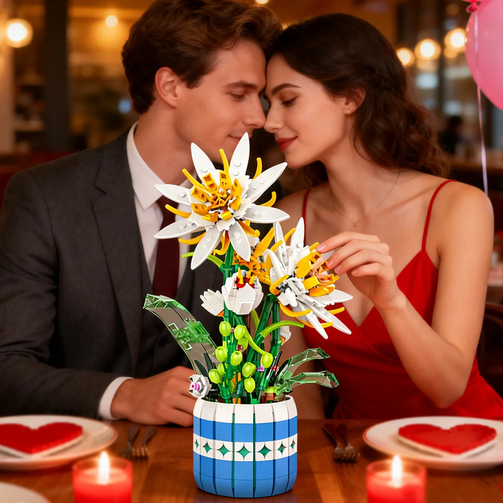 

Набор для сборки бонсай из эпифилла, 835 деталей, бело-желтый искусственный цветочный бонсай, декор для дома для детей и взрослых