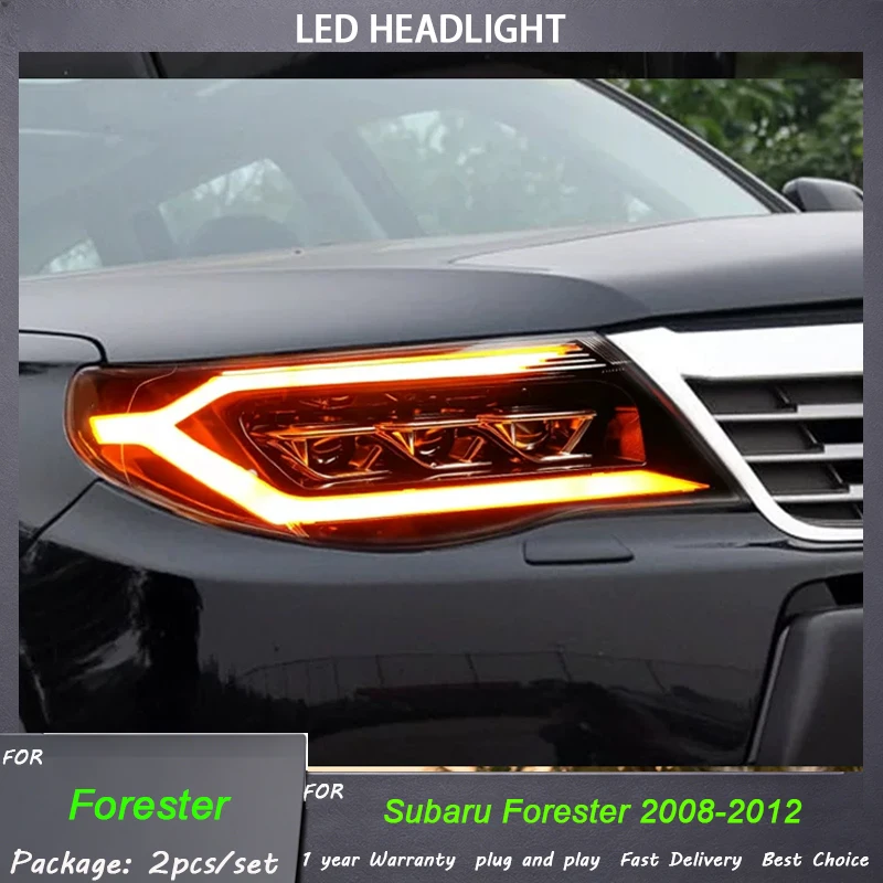 Car Styling Head Lamp for Subaru Forester 2009-2012 Dual Beam Projector Lens LED DRL Sequential Dynamic Turn Signal Plug & Play