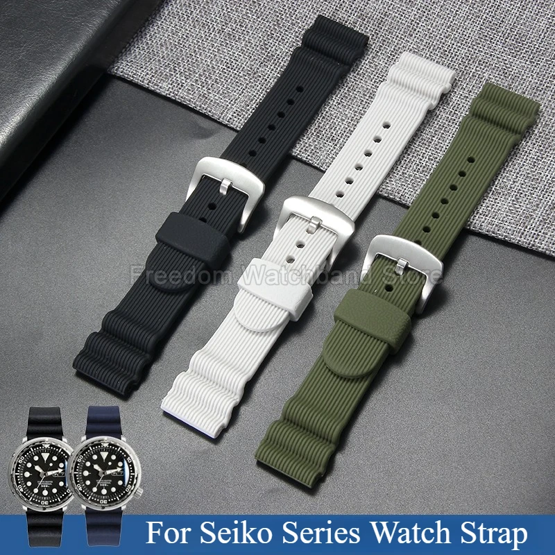 For Seiko Tuna Can PROSPEX Diver 22mm Silicone Watch Strap SNE535/499/541/533P1 Lightweight Temperature-Resistant Flat Interface