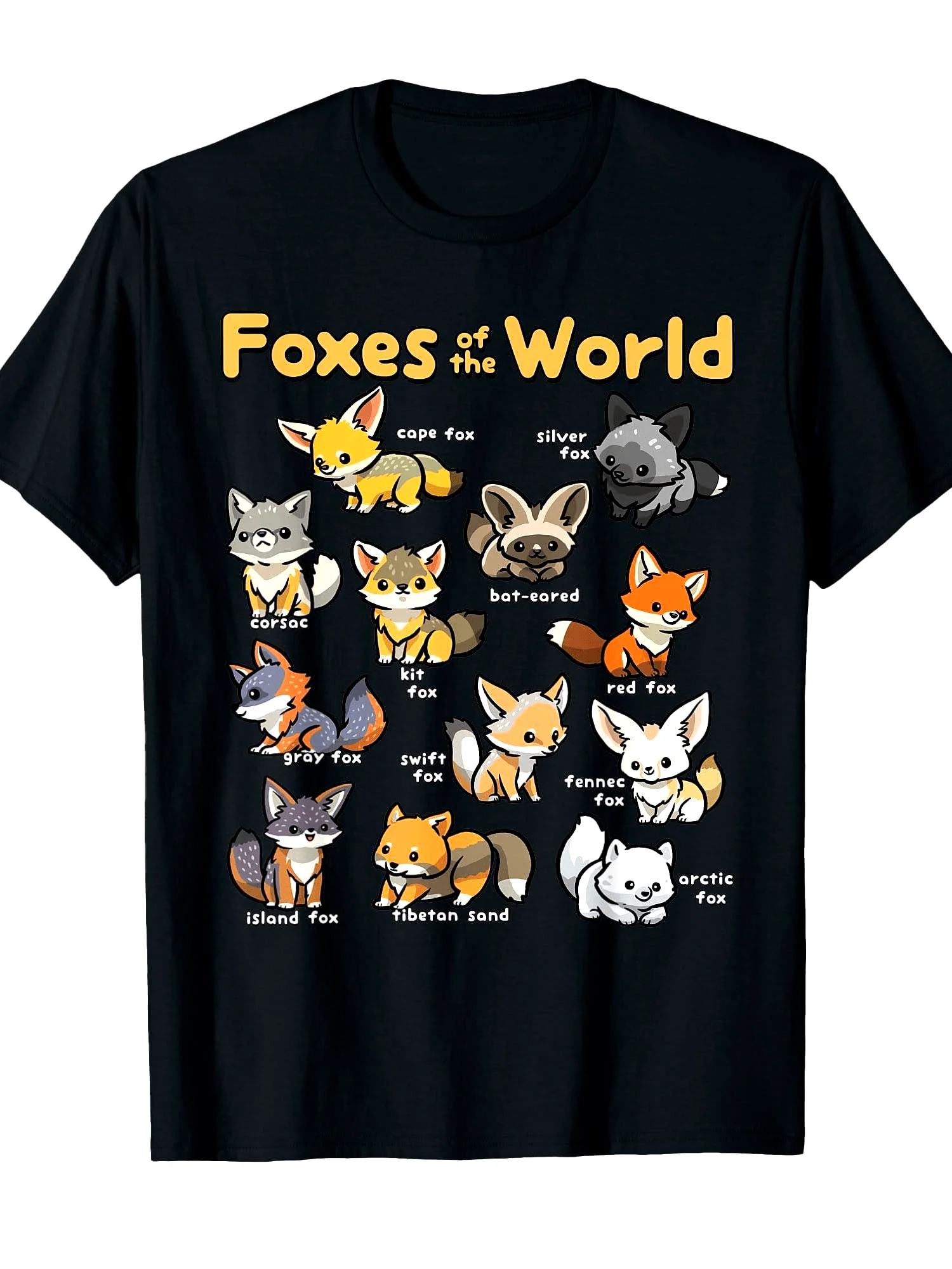 Sponsored Ad Kawaii Fox Animals Of The World Educational Animal Fox Lover T-shirt This Black
