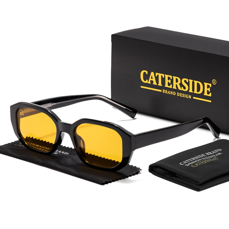 

CATERSIDE Vintage Men Sunglasses Polygon Design Core Insert Leg Sun Glasses Woman Outdoor Travel Beach Ideal Choice for Gifts