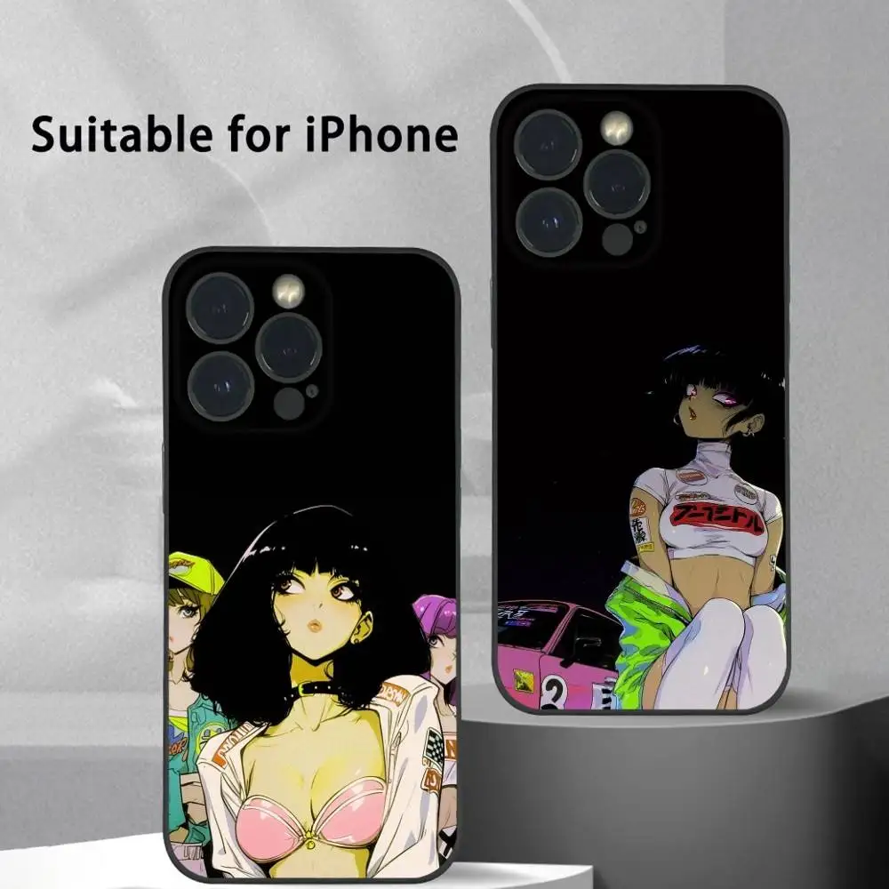 

Cool Car Sexy Girl Phone Case For iPhone 16 15 14 13 Pro Max Plus Mini Frosted Soft Shell Funda