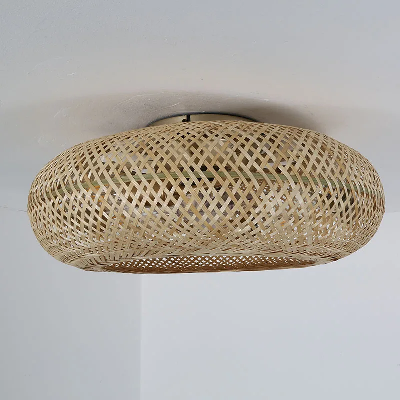 Imagem -04 - Bambu Rattan Caged Ventilador de Teto com Luzes Lâmpada do Teto para Quarto Ventilador de Cozinha Controle Remoto 50cm Tamanho Novo