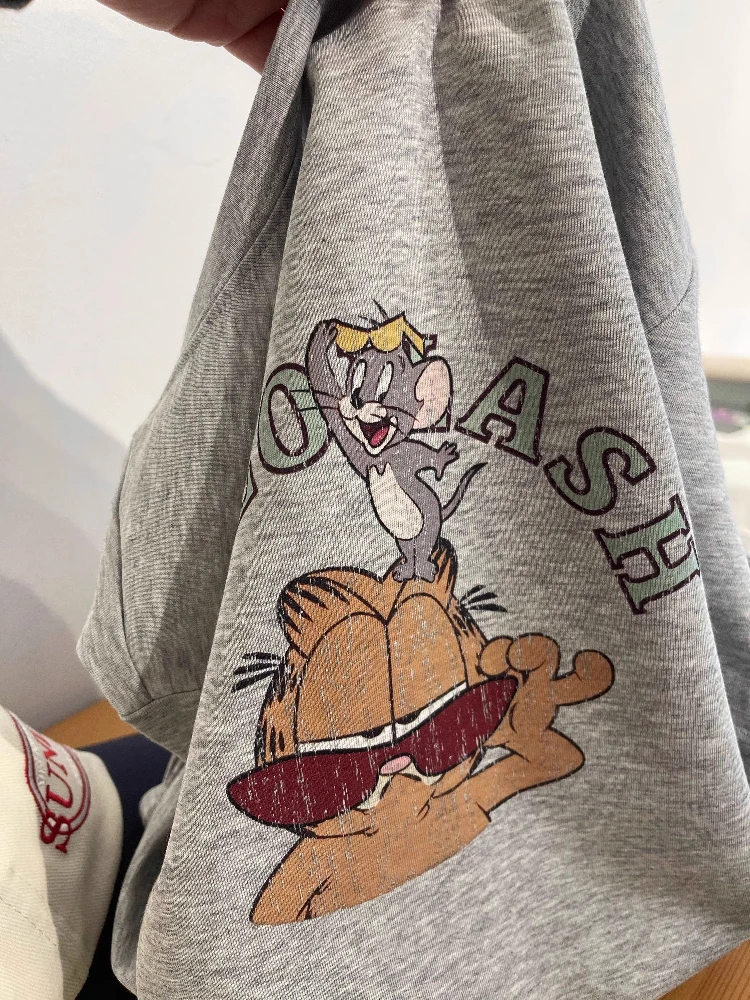 

Large Size 300 Pou Anti-Aging Cartoon Print Overhead ort Sve T-irt Women Summer New Loose round Ne Slimming Top