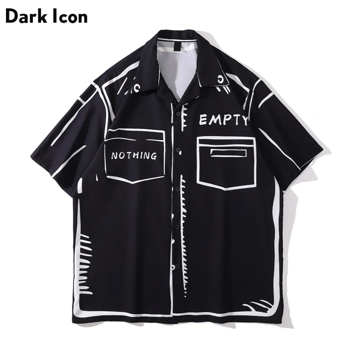 

Dark Icon Fixed 3D Printed Button Down Collar Men's Shirt Summer Street Shirts for Men Light Weight Material Outerwear Shirts