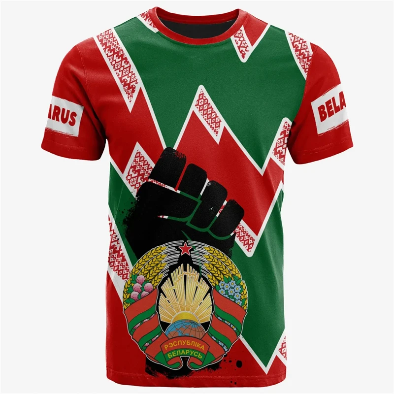 Belarus Men\'s T-shirts Casual Loose Round Neck Belarusian Flag BL Short Sleeve Tops Tees Men\'s Clothing Oversized T Shirt 2025