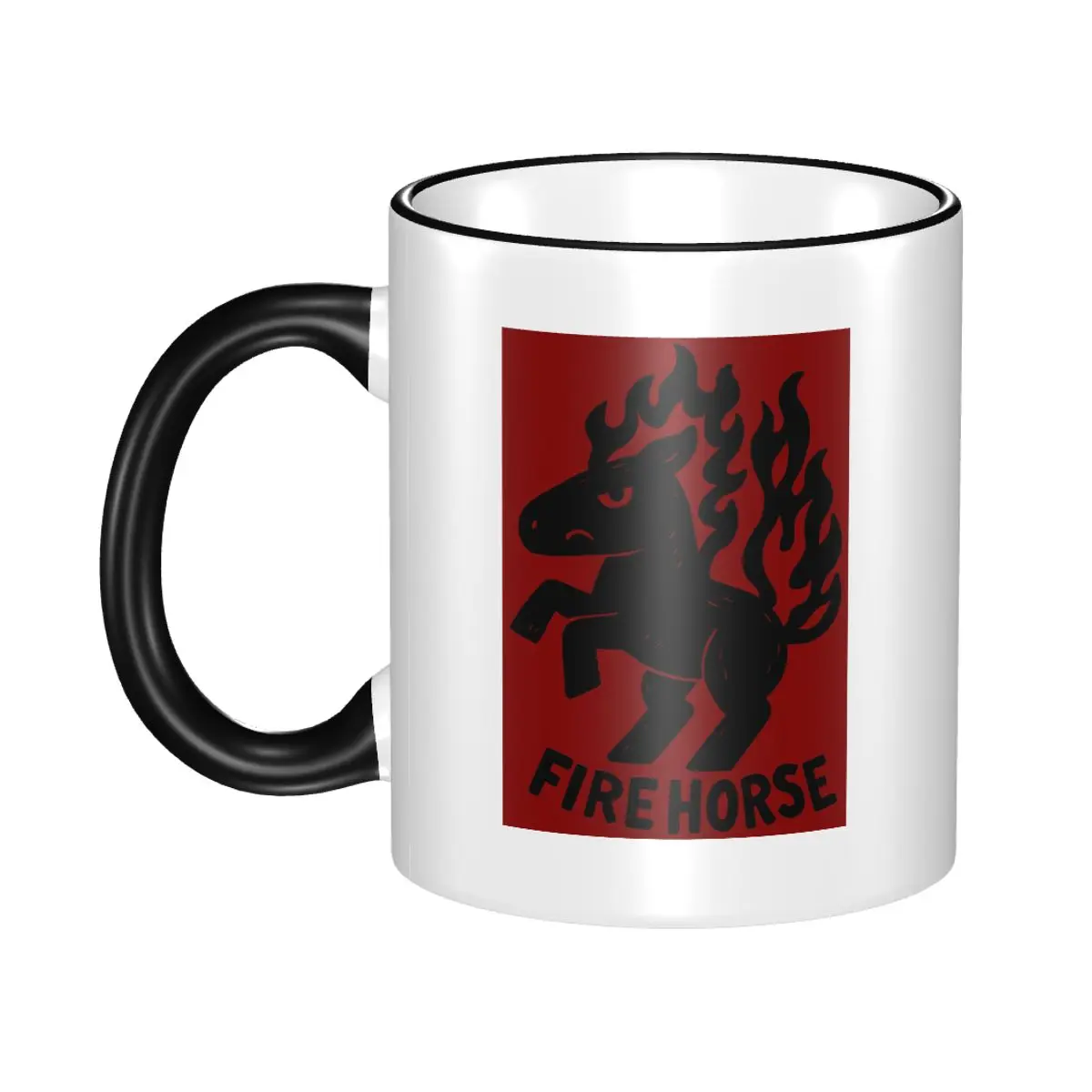 

Fire Horse Art In Black Mug Funny Ceramic Coffee Cups Tea Mugs Milk Cup Drinkware Gifts for Friends