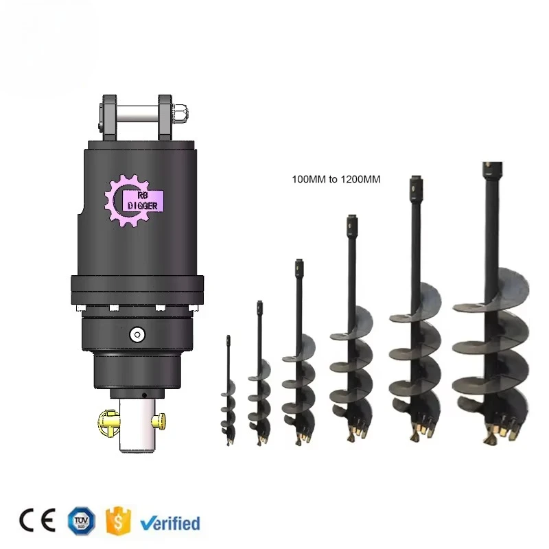 RB2000 Factory Manufacture Mini Excavator Auger Post Hole Digger Drilling Machine Hydraulic Earth Auger Drive Machine for Sale