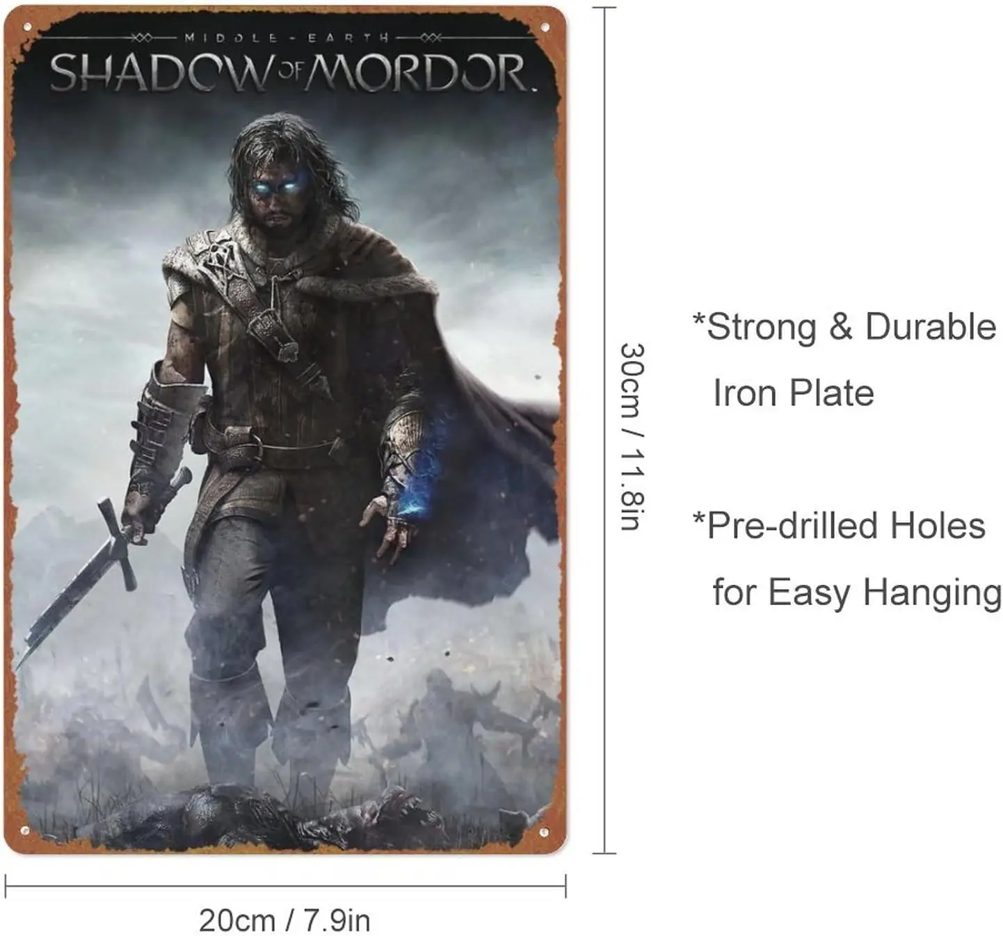 Middle-Earth Shadow of Mordor Game Poster Vintage Style Metal Sign Game Tin Sign 8x12 inch