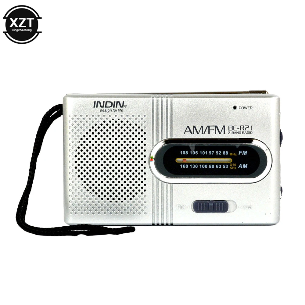 1pc Professional AM/FM Radio Mini Portable Telescopic Antenna Radio Pocket World Receiver Speaker 9.5x5.8x2cm