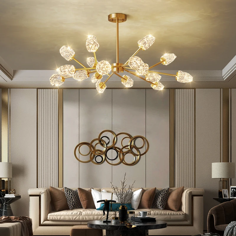 

Nordic Home Decoration Luxury Crystal Living Room Chandelier Dining Room Hall LED Pendant Lamp Ceiling Light Indoor Lighting