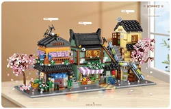 Japan City Street View Mini Block Ramen Restaurant Apartment Fruit Vegetable Shop 3in1 Building Brick Figures Toys For Gifts