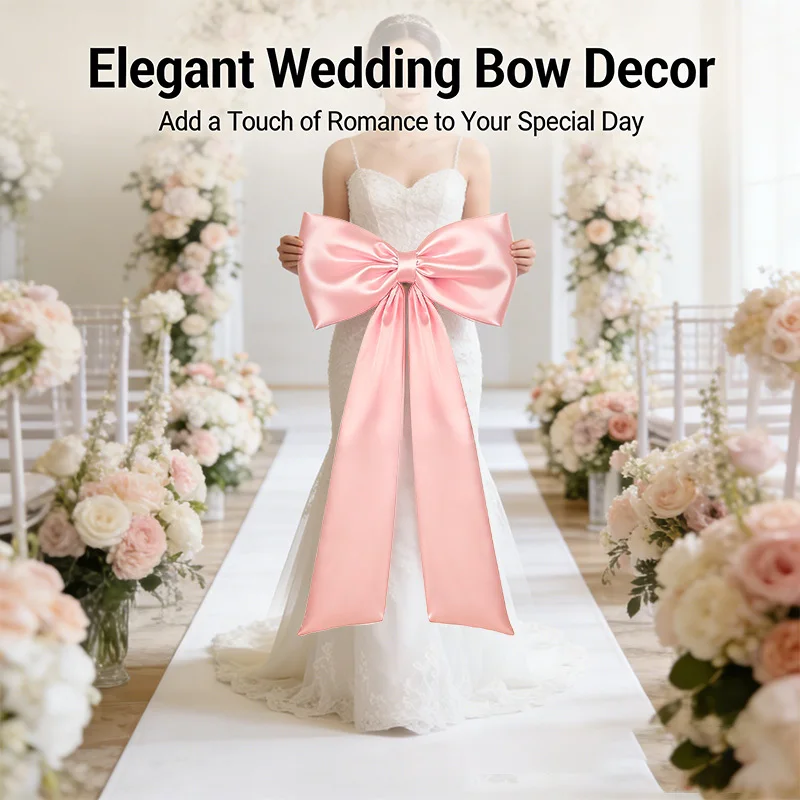 43x22" Satin Ribbon Bow with Long Tails 1pc Wedding Photo Backdrop Prop Elegant Bridal Shower Ceremony Birthday Decorations image 4