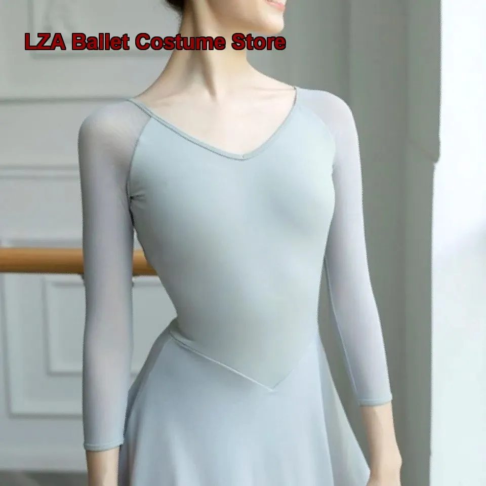 factory-direct-sales-middle-sleeves-one-piece-gymnastics-dance-set-with-tutu