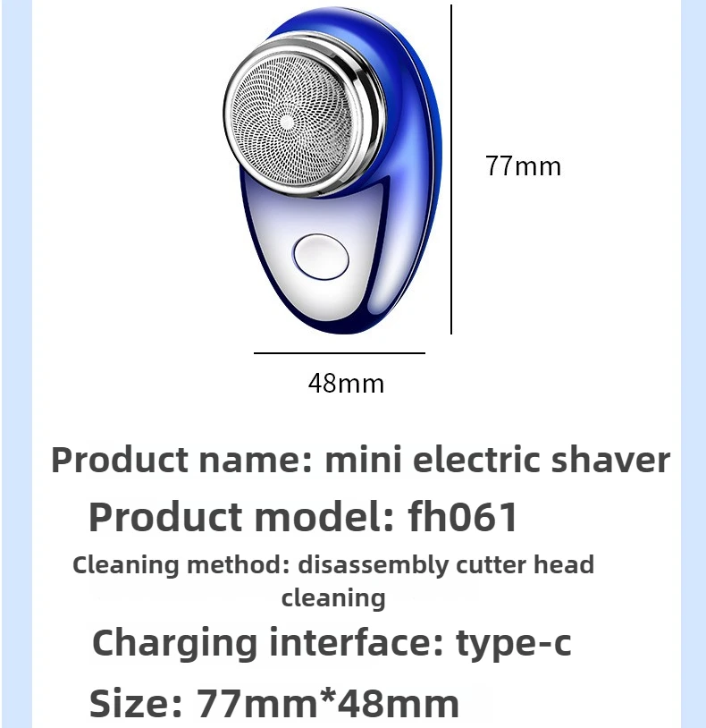 Afeitadoras eléctricas Mini maquinilla de afeitar portátil de viaje para hombres pequeños al aire libre portátil recortador de barba para coche cabezal extraíble lavado USB recargable