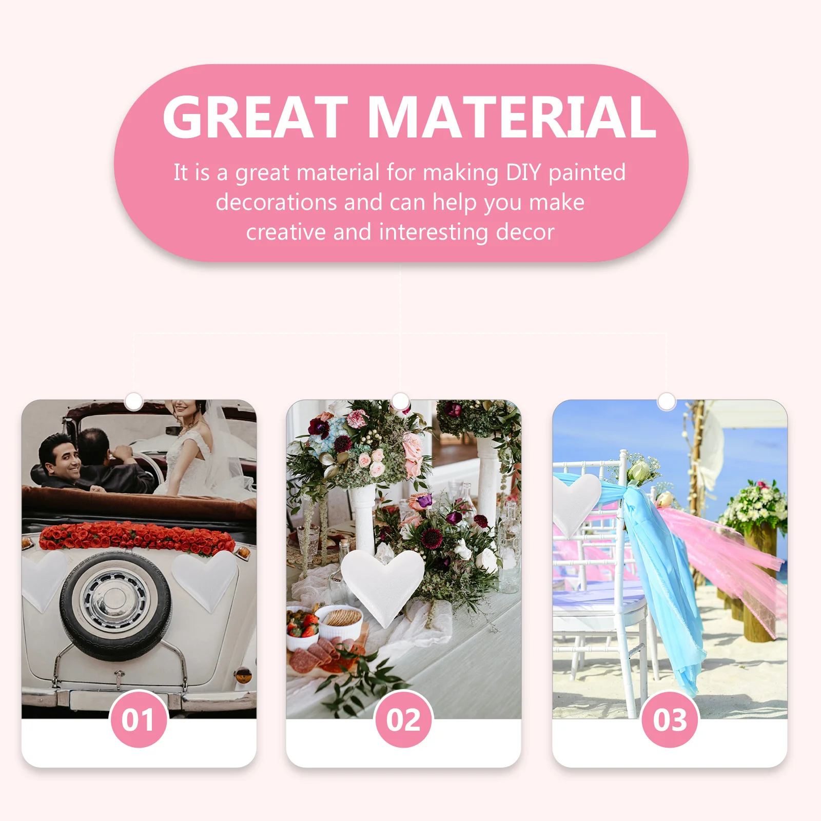 

4Pcs Heart Shaped Foam Crafts DIY Decorative Ornament for Wedding Home Holiday Party Handmade Painting Activity