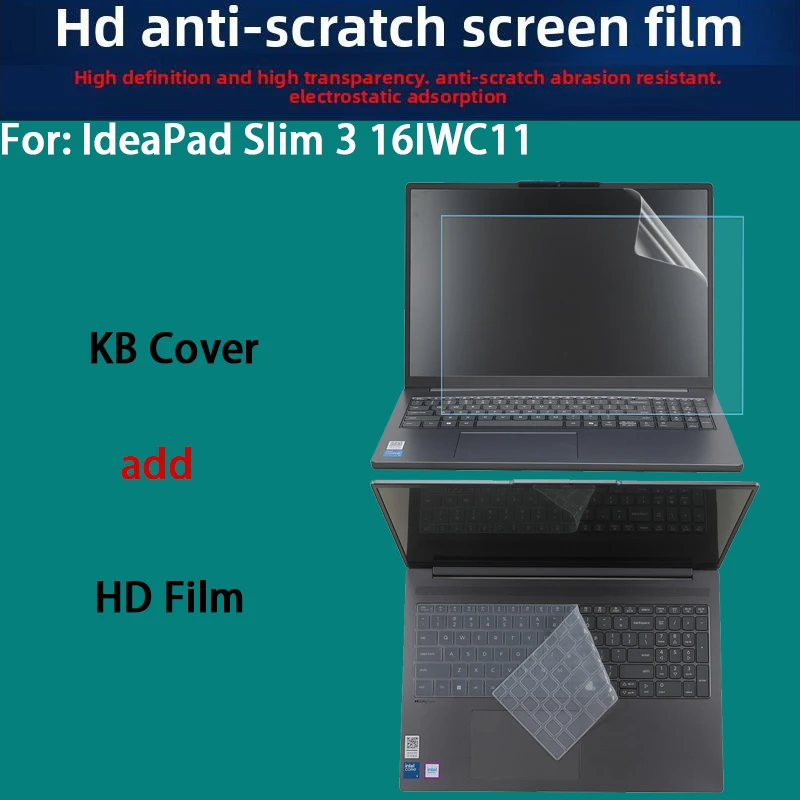 

For IdeaPad Slim 3 16IWC11 Keyboard Film 16-inch Laptop Screen Film Toughened Film Anti-blue Film Matte Anti-reflective Film