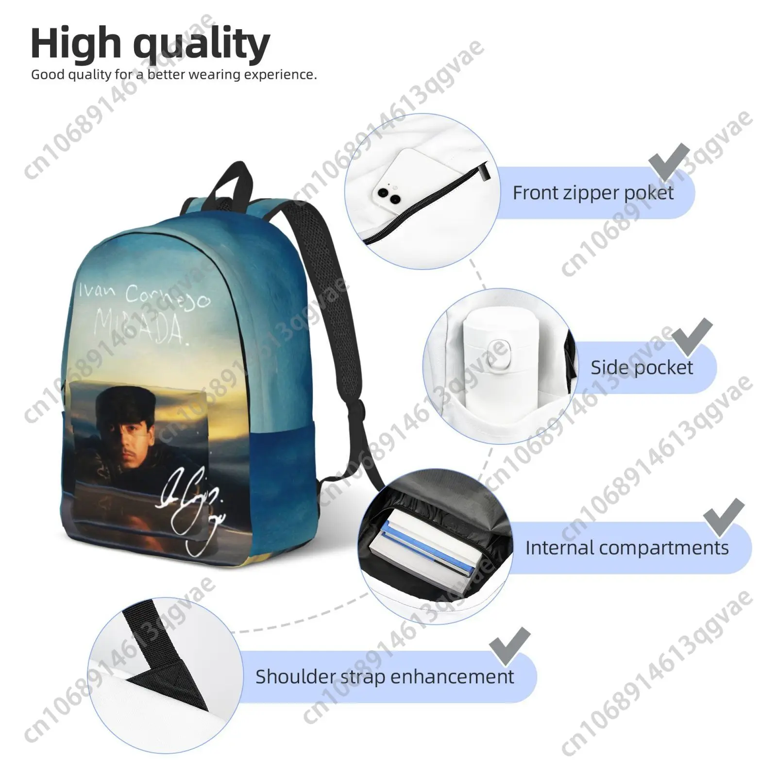 Ivan Cornejos Custom Canvas Lightweight Backpack Fashion Durable Student Men Women Business Daypack