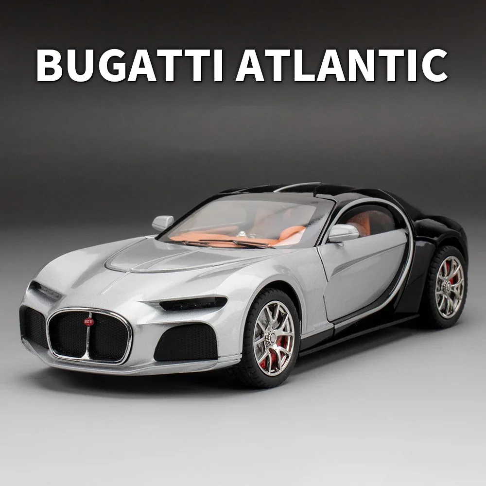 1:24 Bugatti Atlantic Supercar Alloy Toy Car Model Wheel Steering Sound and Light Children's Toy Collectibles Birthday gift