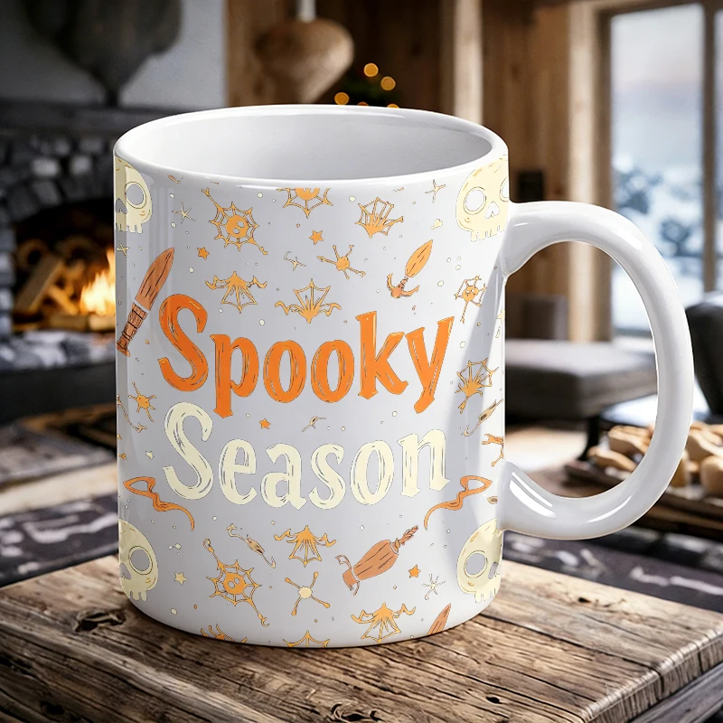 

'Spooky Season' Witch Style Symbol Ceramic Cup, Coffee Cup, Milk Cup, Office Tea Cup, Drinking Cup, Non-fading,Gift for Friends