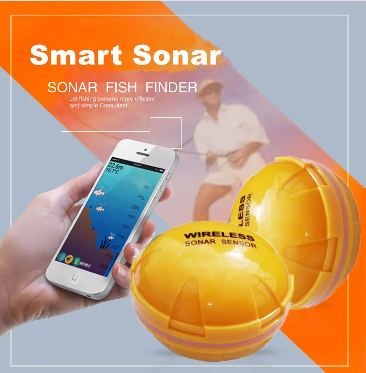 Smart Bluetooth Wireless Fish Detector, Alta Definição, Subaquático, Finder, Telefone Móvel, Sonar