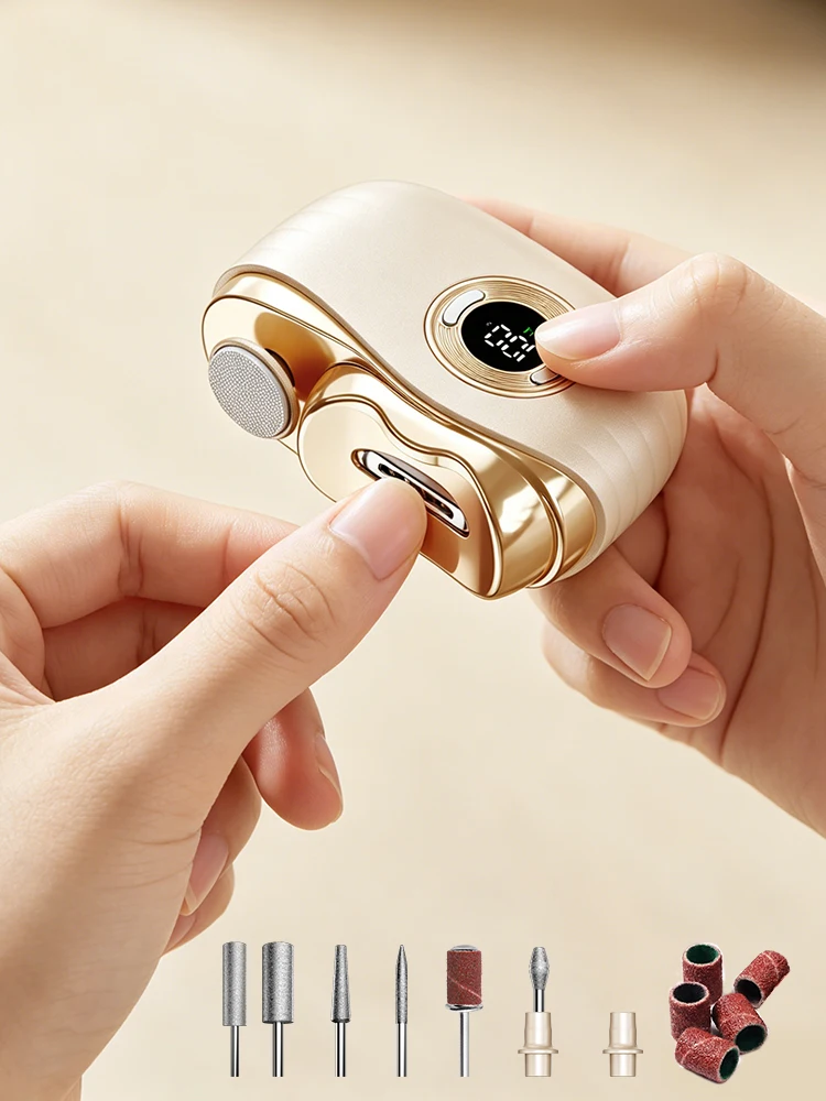 Electric Nail Clipper Rechargeable 3 Speeds 2-in-1 Trimmer Polisher LED Display for Kids Adults Seniors Thick Nails