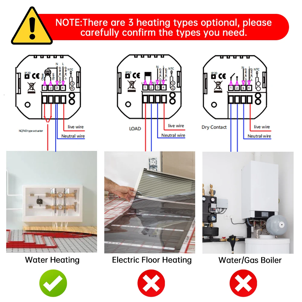 Inteligentny termostat WiFi Wyświetlacz LCD Ekran dotykowy do elektrycznego ogrzewania podłogowego Pilot zdalnego sterowania temperaturą bojlera