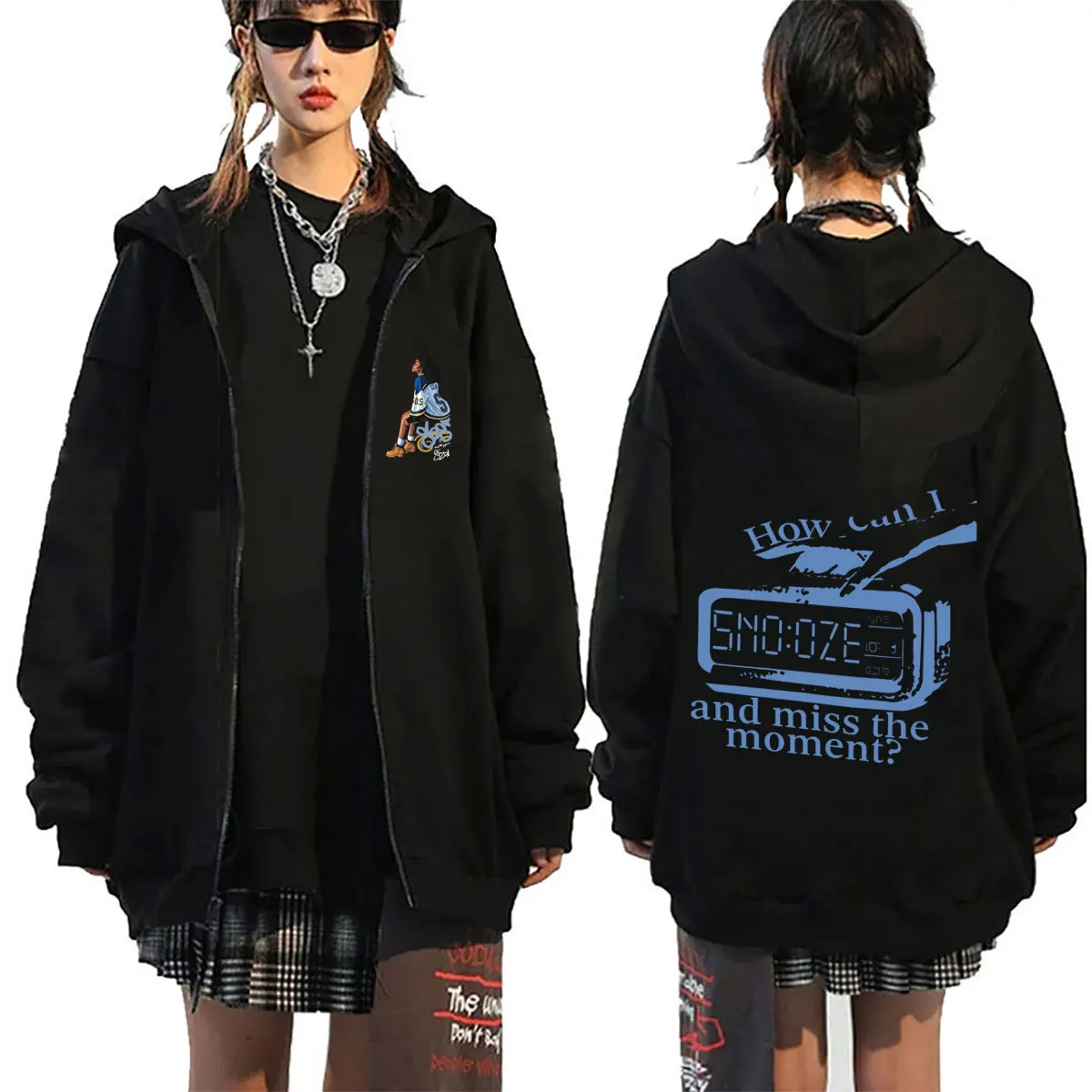 Rapper SZA How Can I Snooze and Miss The Moment Zipper Hoodie Men Women Hip Hop Fashion Oversized Zip Up Jacket Male Streetwear