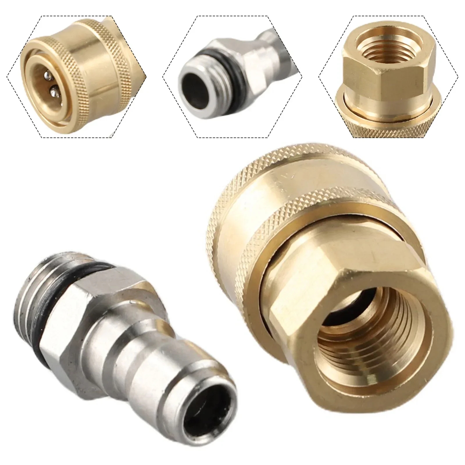 1/4 Male M22/14 Female Connector Accessories Brass Garden Parts Plug Replacement Spare Adapter Pressure Washer