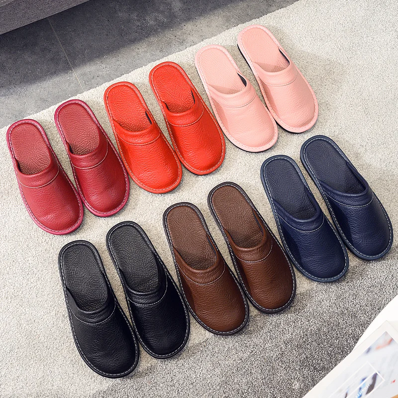 Waterproof faux leather slippers men\'s winter indoor fur shoes slippers male bedroom mules shoes mans sleepers plus size 47 48