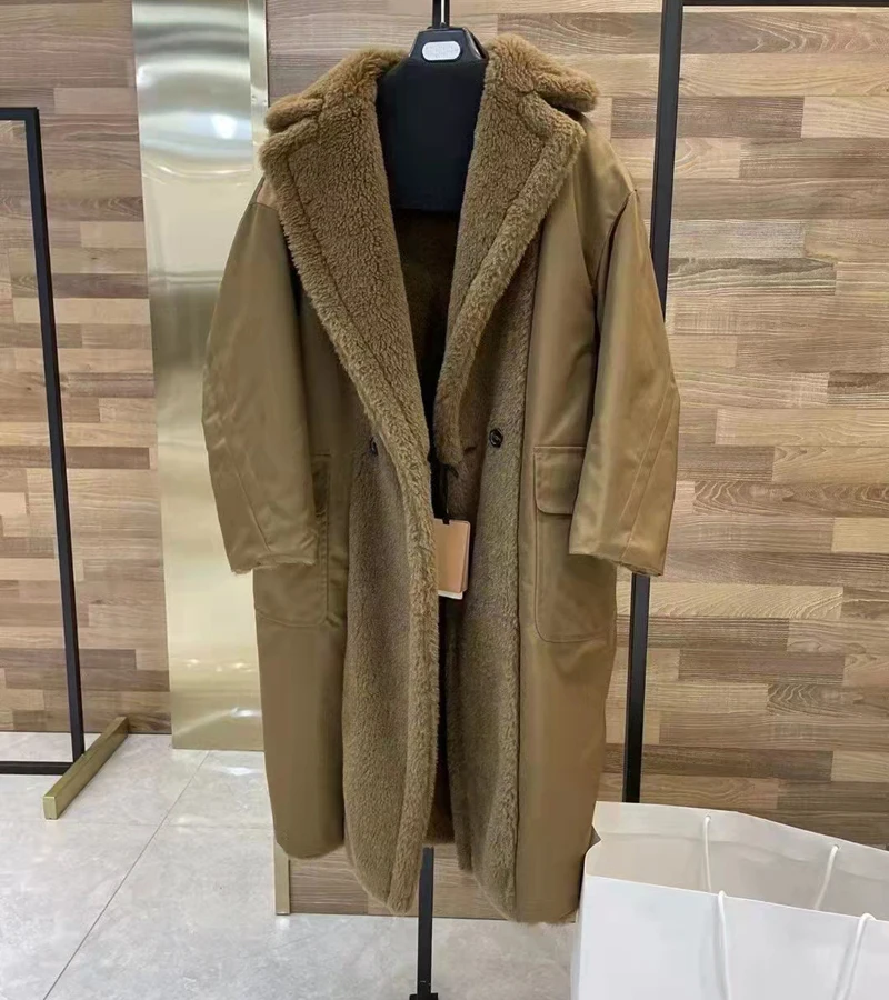 Women Coat Winter New Arrival 26% Real Sheep Wool Jacket 62%Alpaca 12%Silk Long Clothes 1951 Pattern Thick Warm High Quality